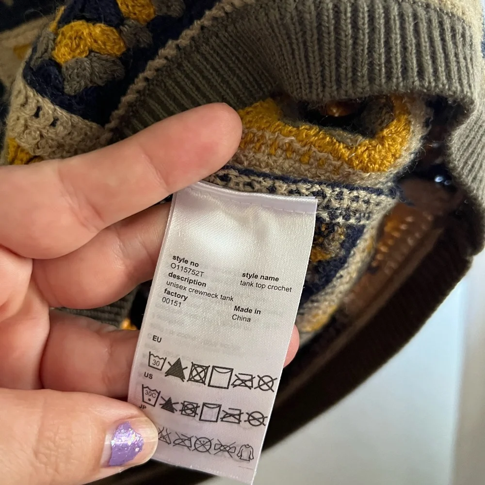 Wesc Geometric Knit crochet Sweater Vest - Yellow and Black - Picture 3 of 5